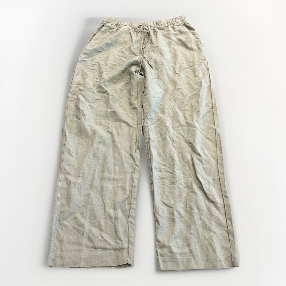H&M Womens Light Linen Blend Green Gray Drawstrings Pants Size S Small NWT $35